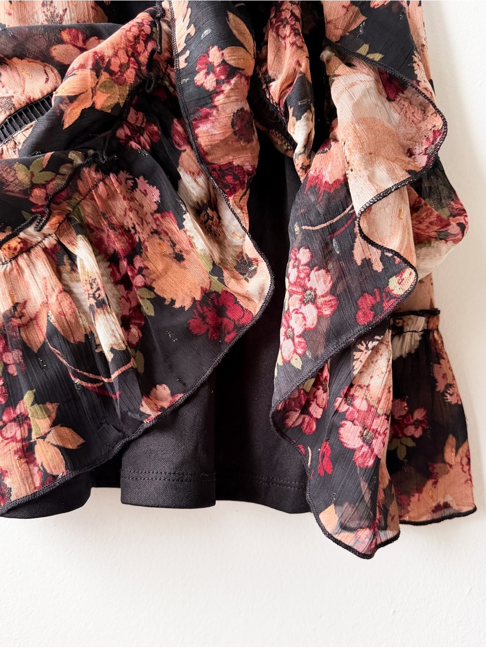 Trixxi Black Floral Tiered Ruffle Mini Dress - Picture 4 of 5